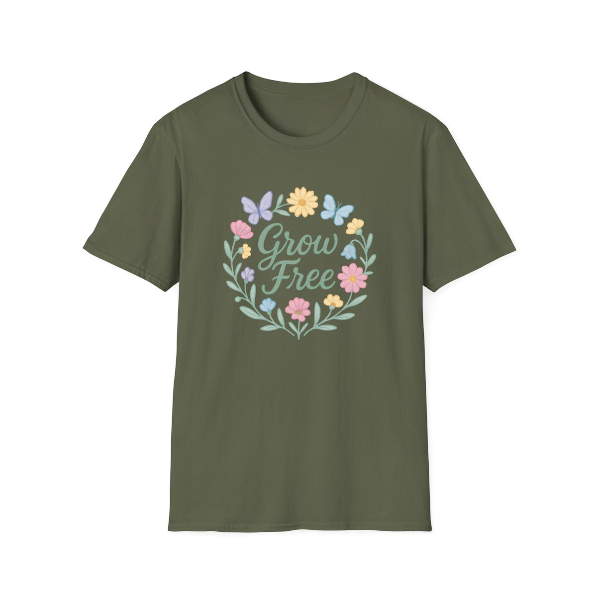 Grow Free Floral Wreath T-Shirt