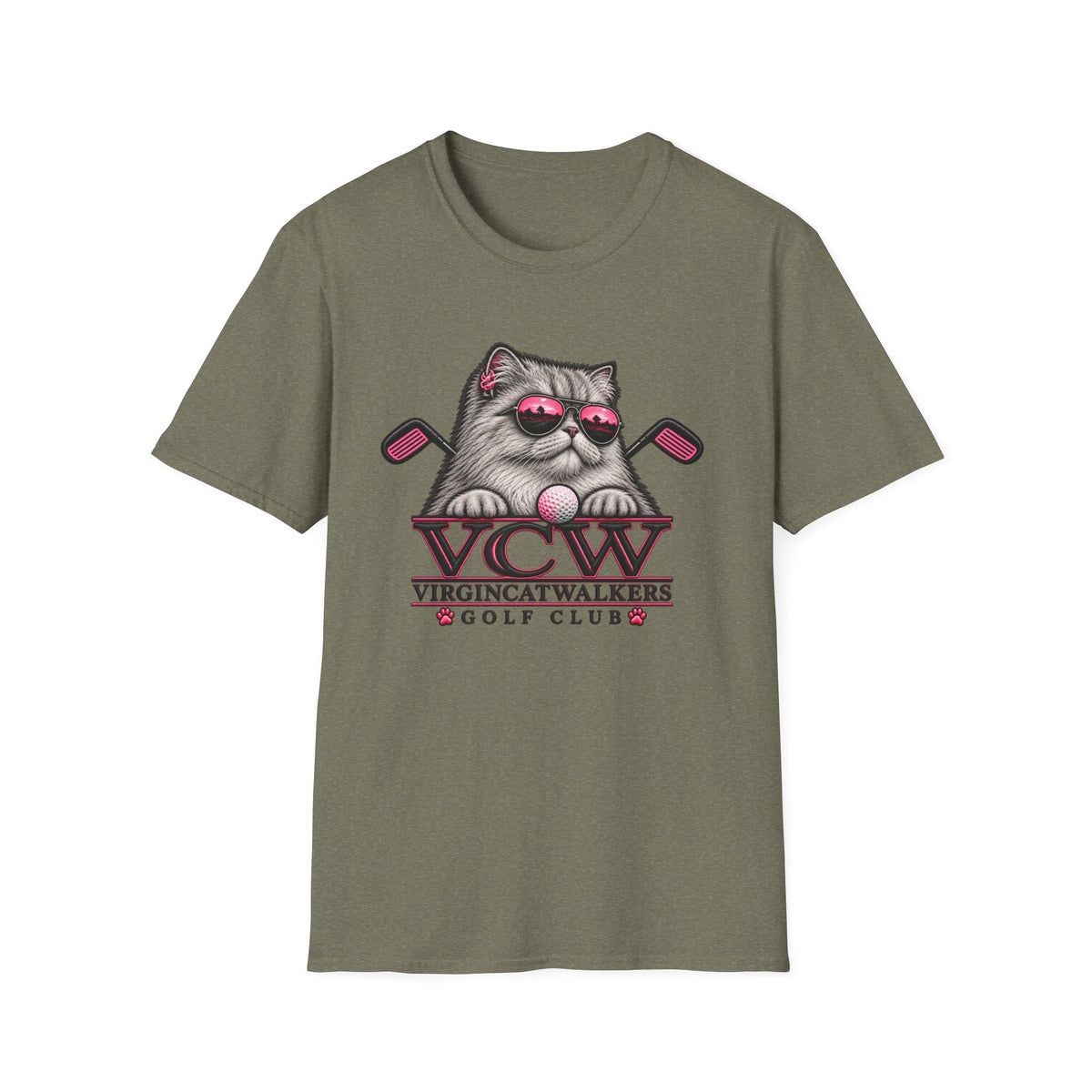 Pink Cattitude on the Fairway- Horizon Vintage Heathered Collection
