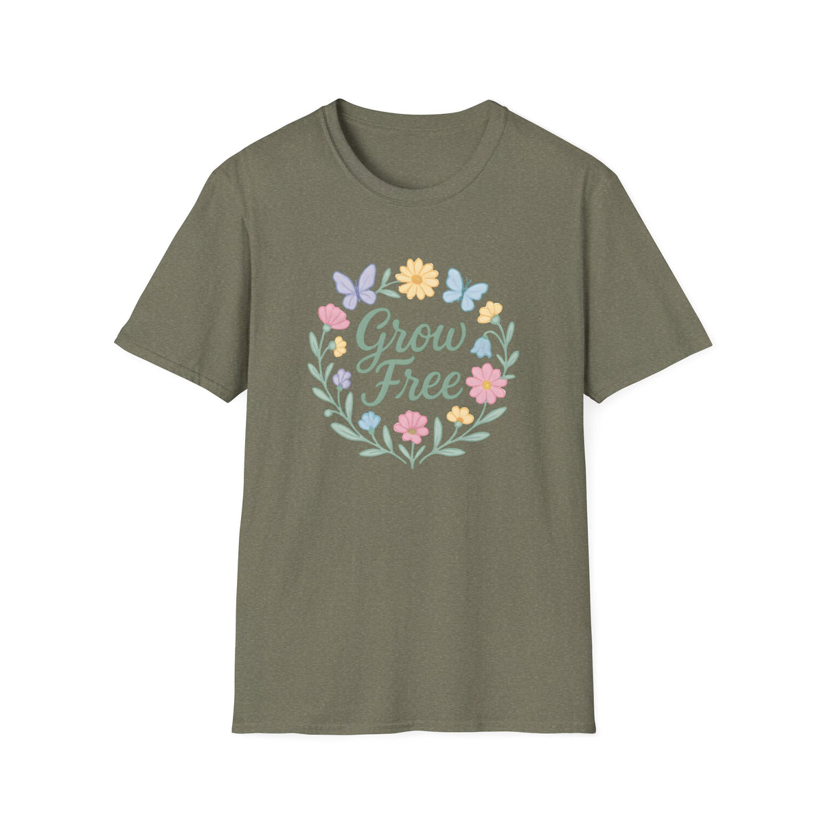 Grow Free Floral Wreath T-Shirt