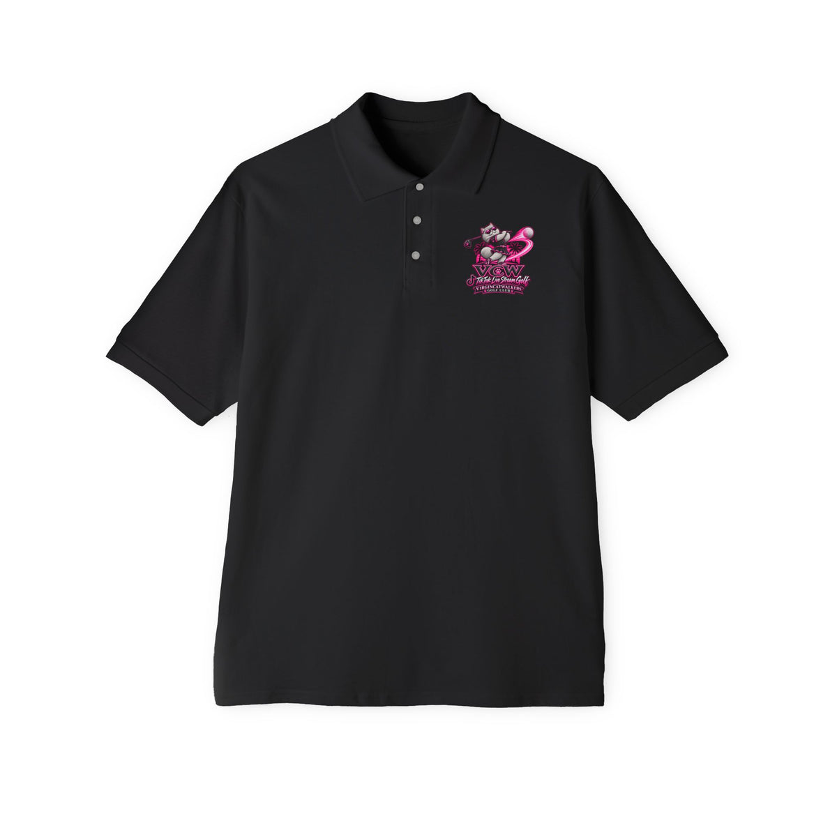 Pink TikTok Live Stream Golf Crest —  Polo  L Chst DTG
